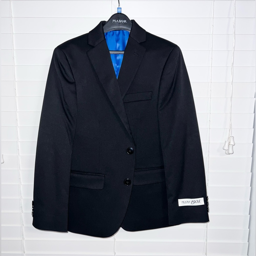 Jos A Bank 1905 Boys Black Suit Jacket 10 Pants 12 Formal Wedding